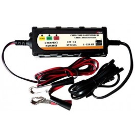 CARICABATTERIE MANTENITORE BATTERIA AUTO E MOTO PORTATILE CON CAVETTI 6V 12V 1A