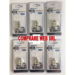 LAMPADINE LED SILURO 36mm CANBUS NO ERRORE 6 LED SMD 5050 C5W LUCE BIANCA