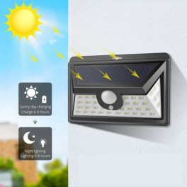 FARETTO LUCE 24 LED CON PANNELLO SOLARE ILLUMINAZIONE CON SENSORE MOVIMENTO CREPUSCOLARE