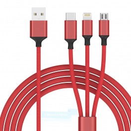 Cavo di ricarica USB Multiuso (3 in 1) in Nylon intrecciato