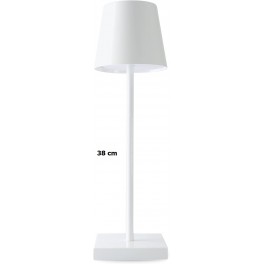 Lampada in Alluminio Satinato, Colore Bianco, Touch, Ricaricabile, 3 intensità